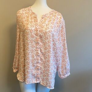 JACHS Girlfriend Floral Blouse - White and Orange